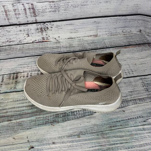 Skechers Ultra Flex Statement Sneakers Knit Lace-Up Taupe Lightweight 8 - Picture 3 of 5
